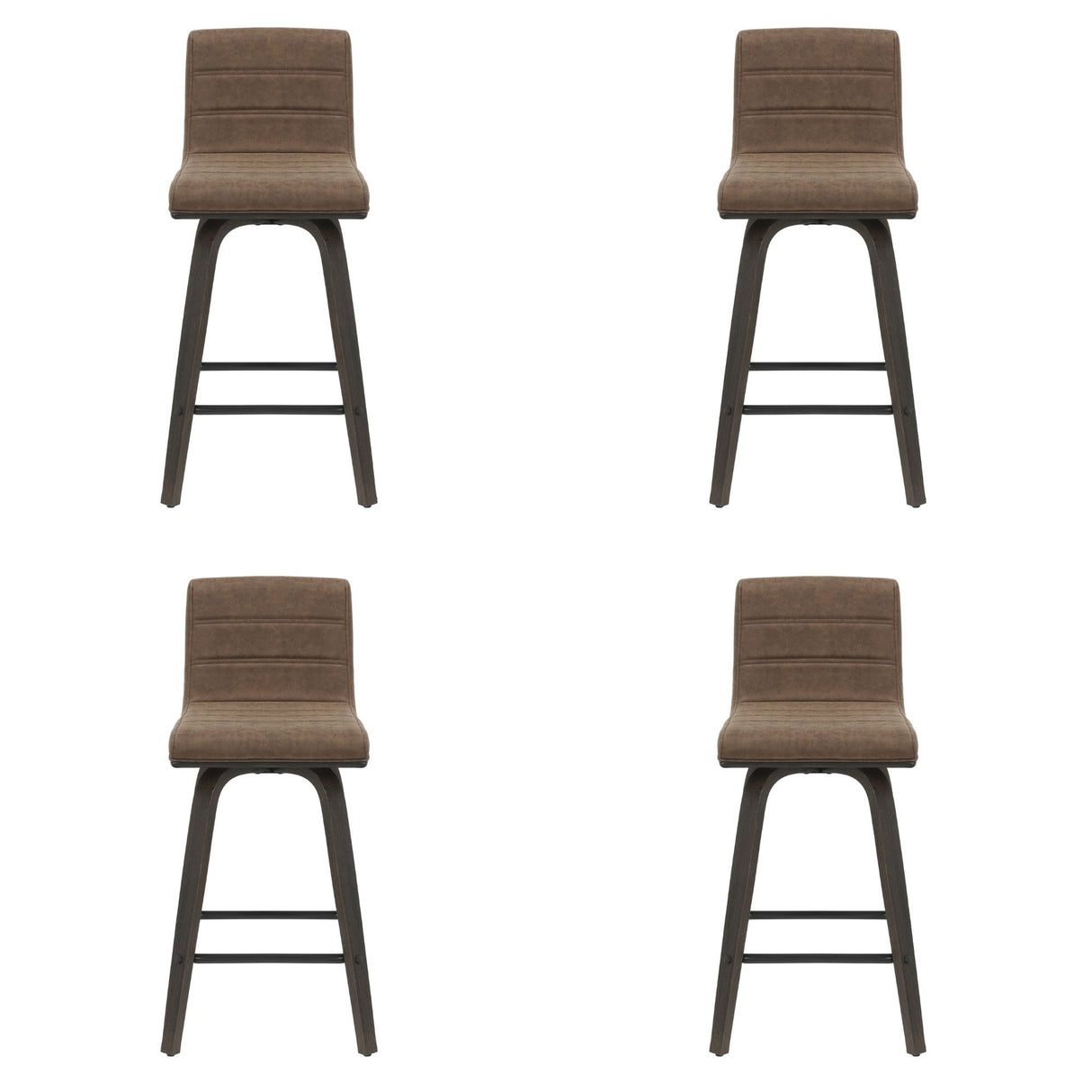Vienna - 35.5" Swivel Counter Height Square Back Wood Bar Stool With Faux Leather Seat
