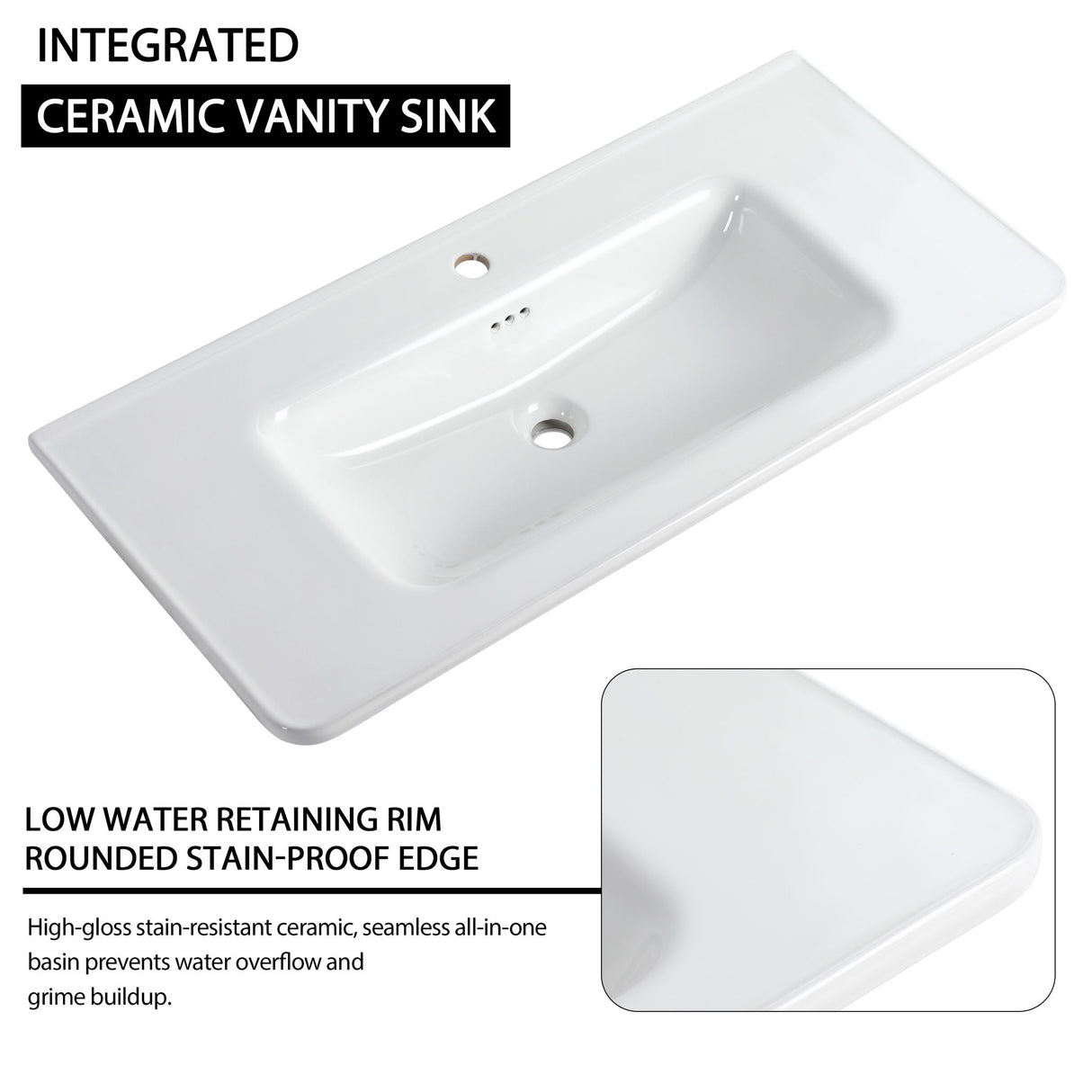 Freestanding Bathroom Vanity With Sink, 1 Small Storage Cabinet, Soft Close Door