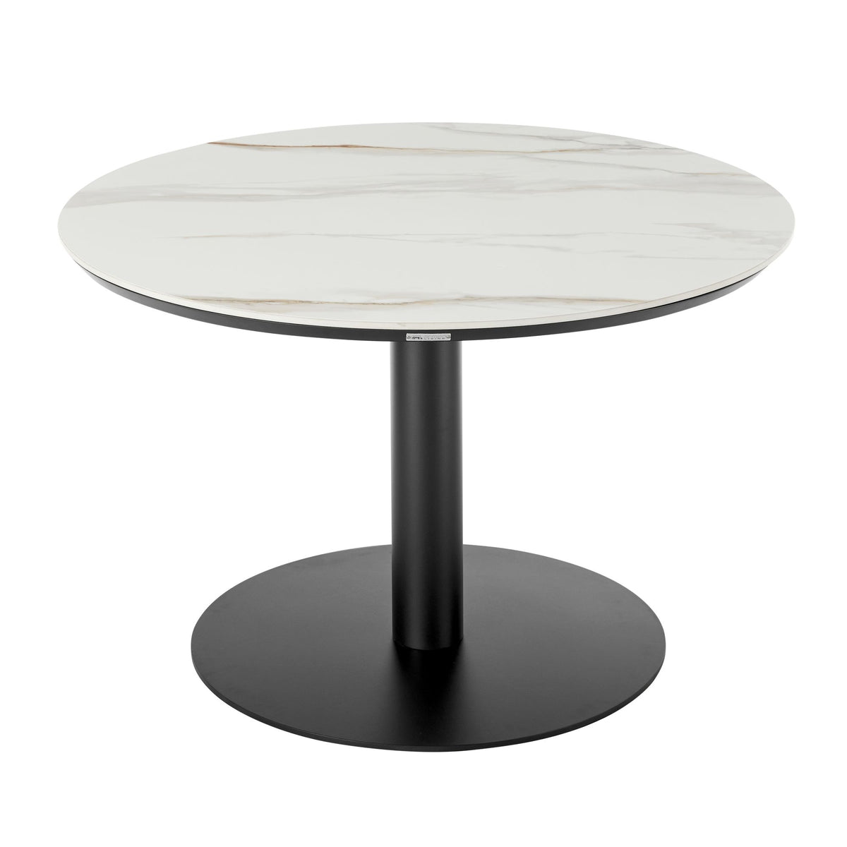 Jazmin - 5-Piece Outdoor Round Sintered Stone Dining Set - White / Black