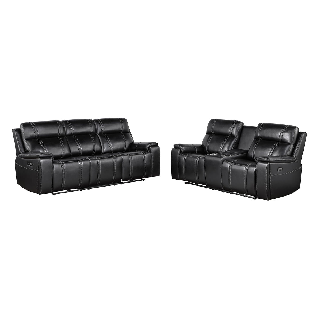 Gary - Power Reclining Sofa With Pillow Top Arms, Hidden Cup Holders - Black