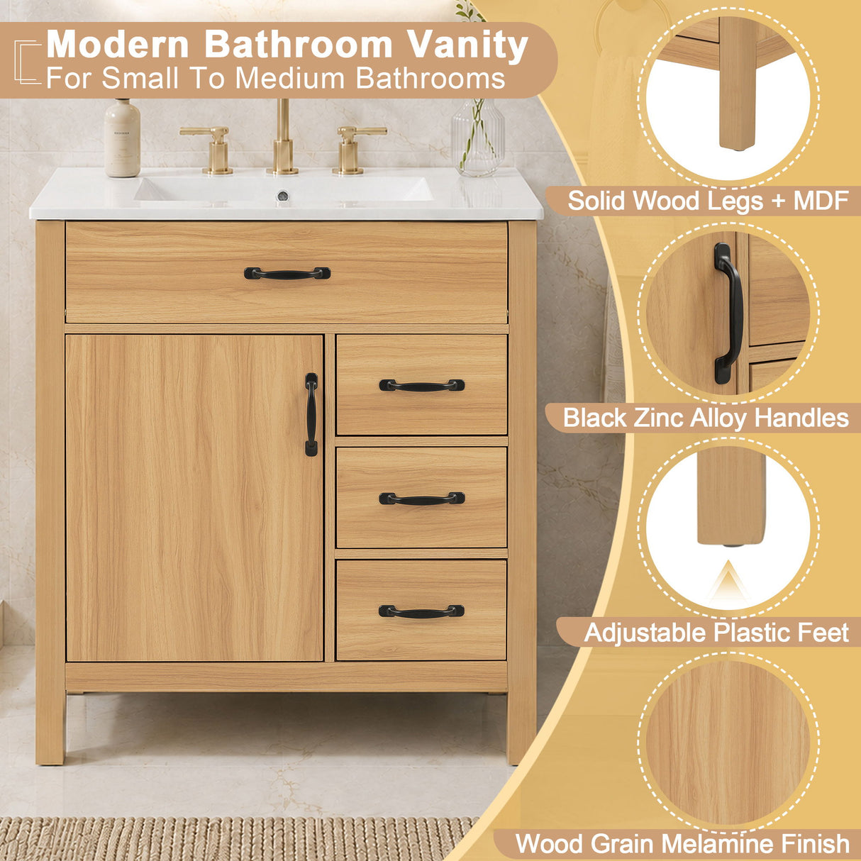 Modern Traditional Bathroom Vanity With Sink