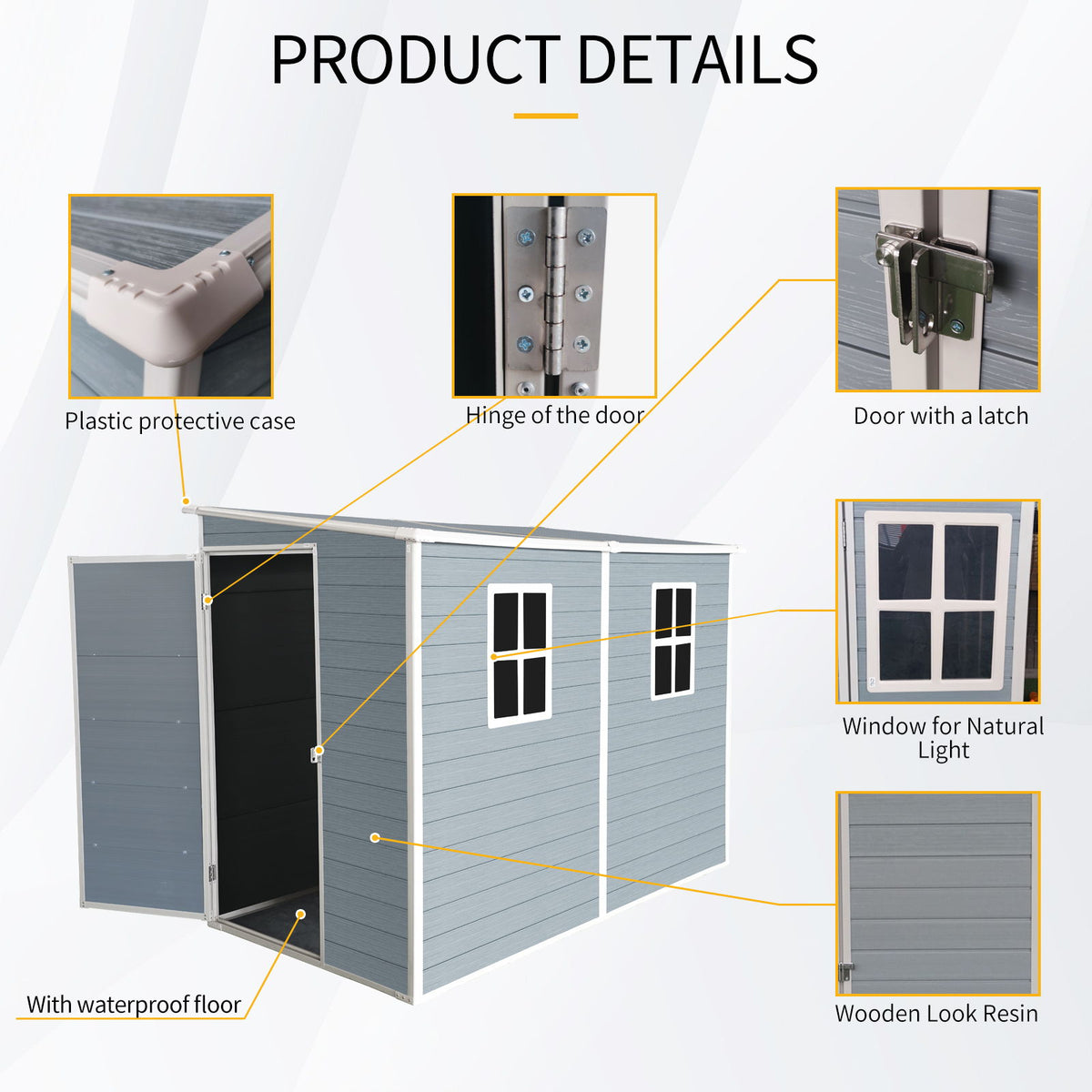 Outdoor Storage Shed With Floor Resin Shed With Two-Window, Waterproof, Lockable Doors For Patio, Yard, Lawn - Gray