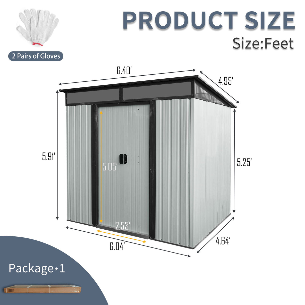 Outdoor Metal Storage Shed Garden Building with Sliding Doors and Foundation
