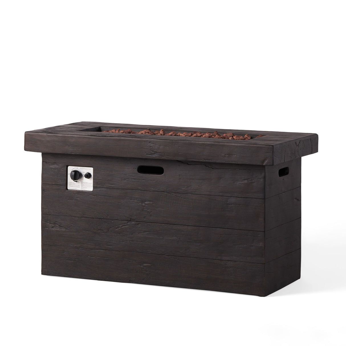 Rectangular Fire Pit Table Outdoor Heater Magnesium Oxide 45x25in Dark Brown