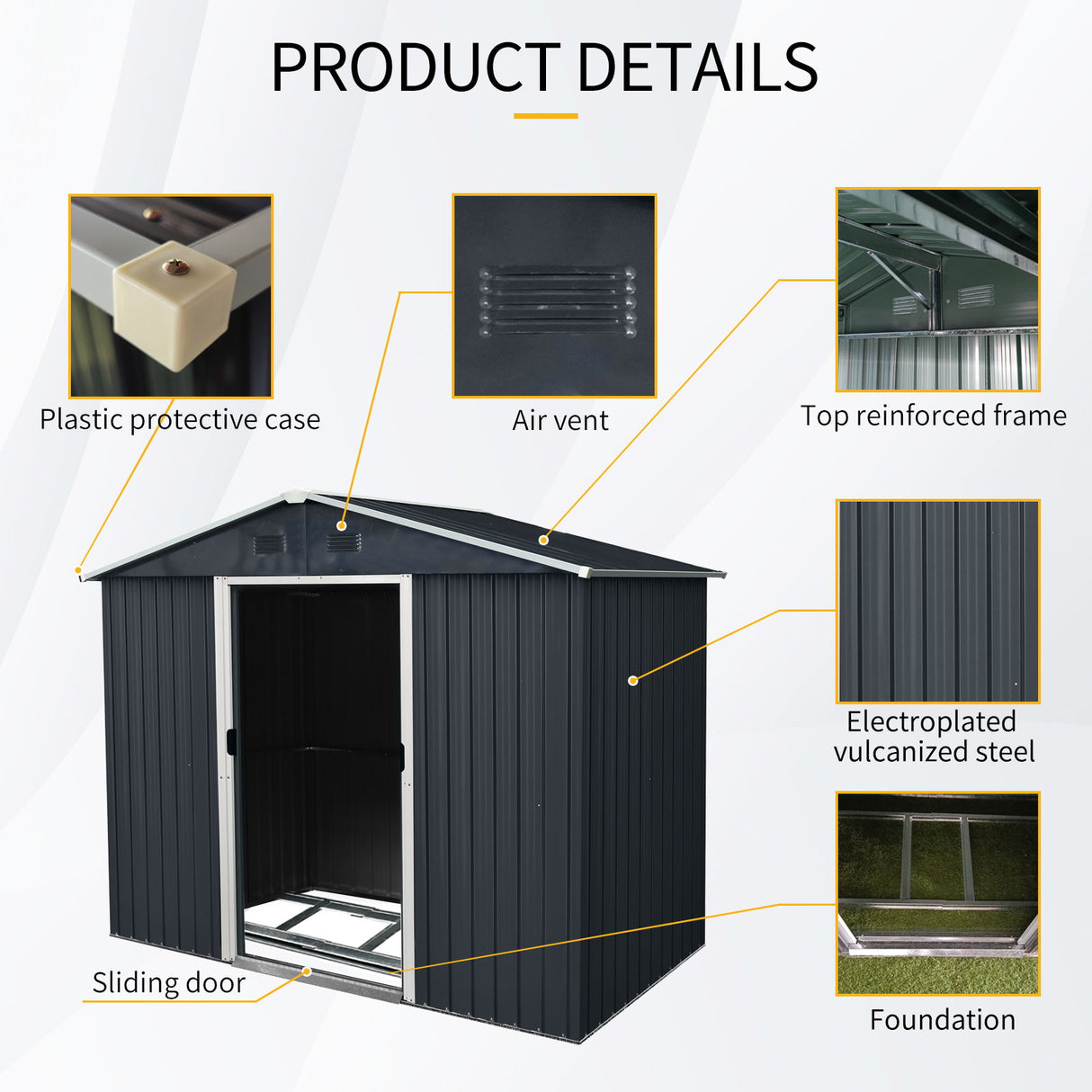 Outdoor Metal Storage Shed Garden Building with Sliding Door 8x4ft