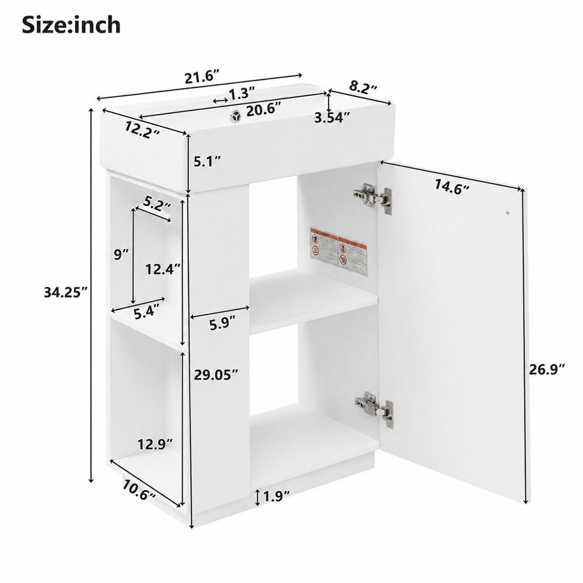 Bathroom Vanity With Sink, Freestanding Wood Grain Cabinet With Storage