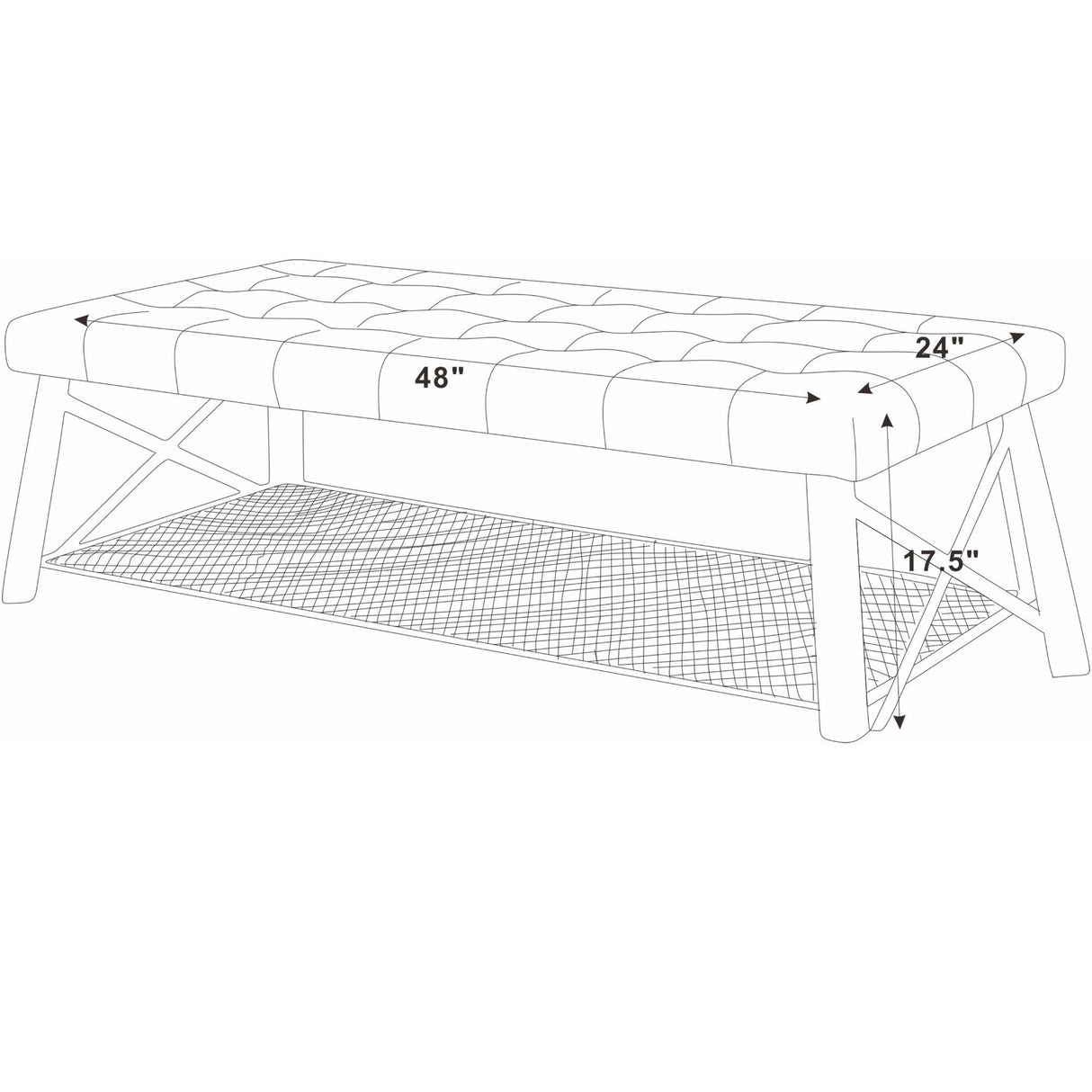 Upholstered Coffee Table With Rack - Dark Brown