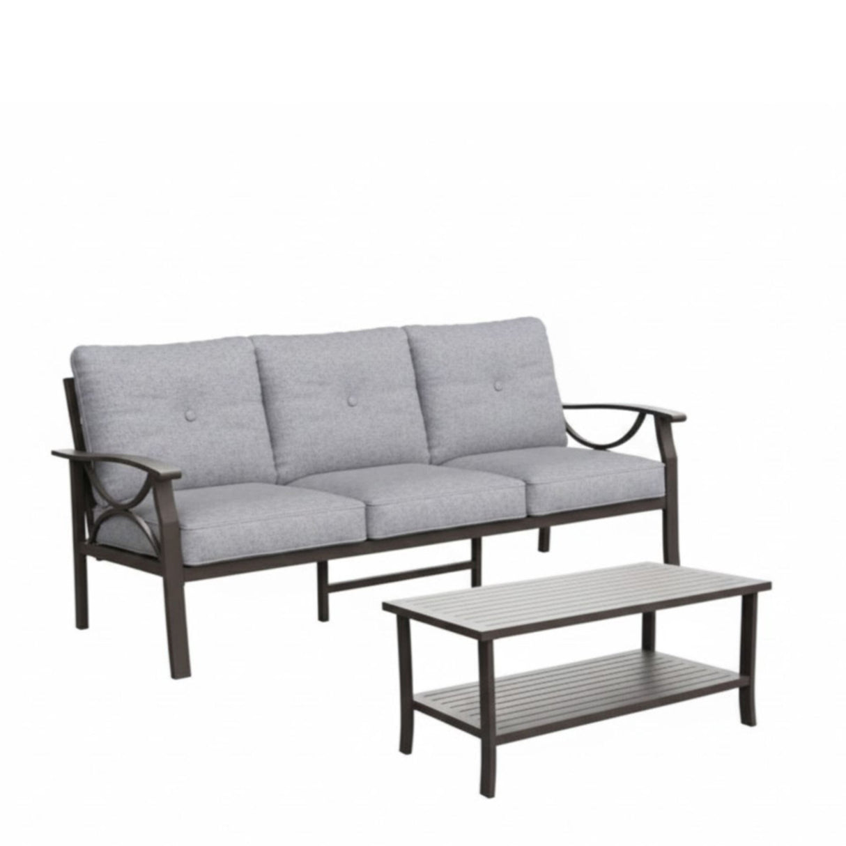 Patio Furniture Set, Coffee Table And Cushions For Backyard