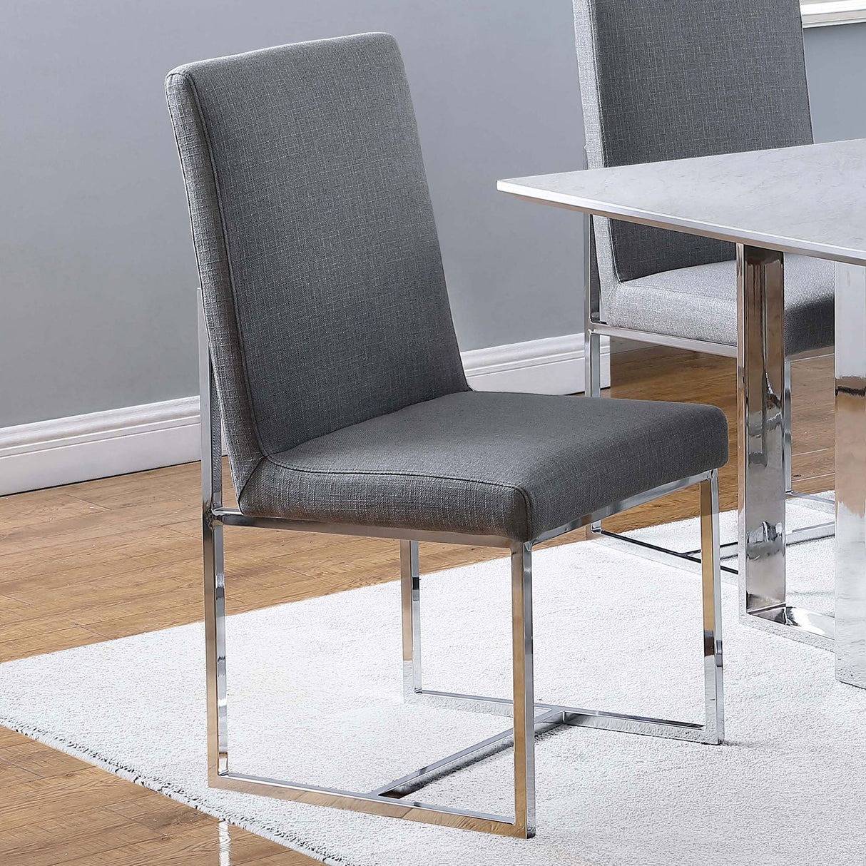 Upholstered Dining Chair Set With Base (Set of 2) - Gray