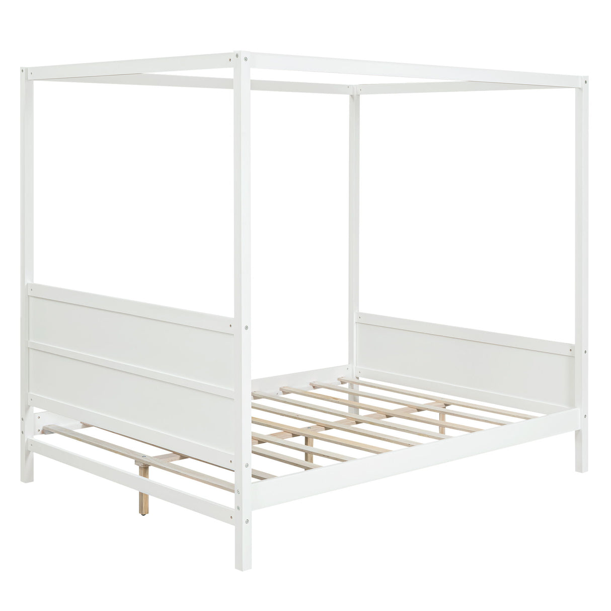 Canopy Platform Bed With Headboard And Footboard, Slat Support Leg