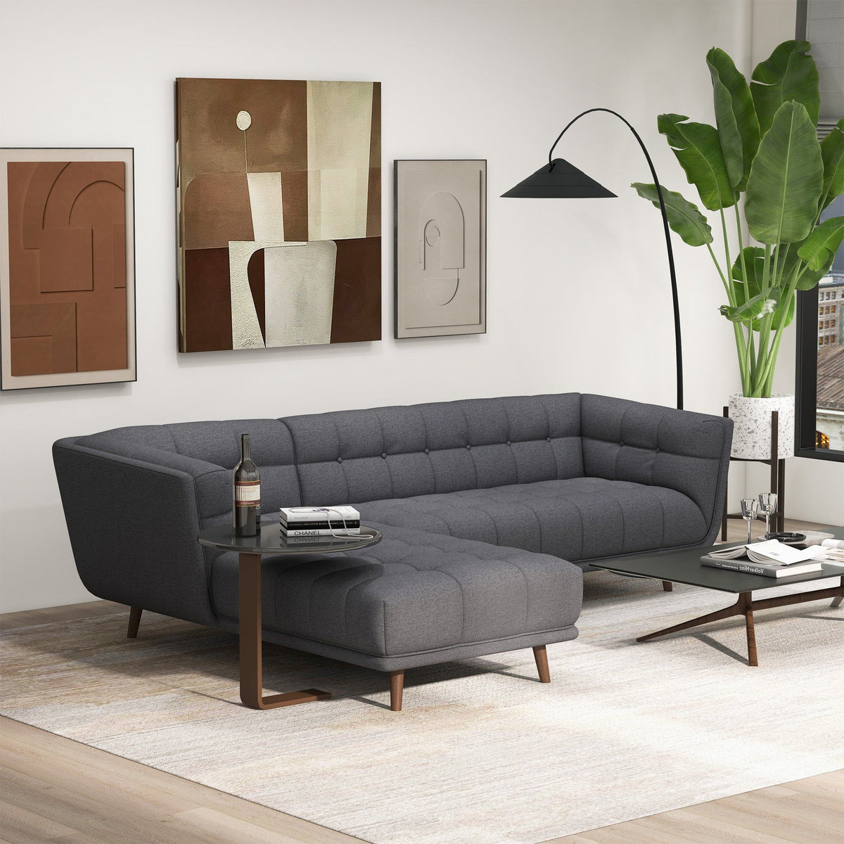Addison - L Shape Sectional Sofa Tufted