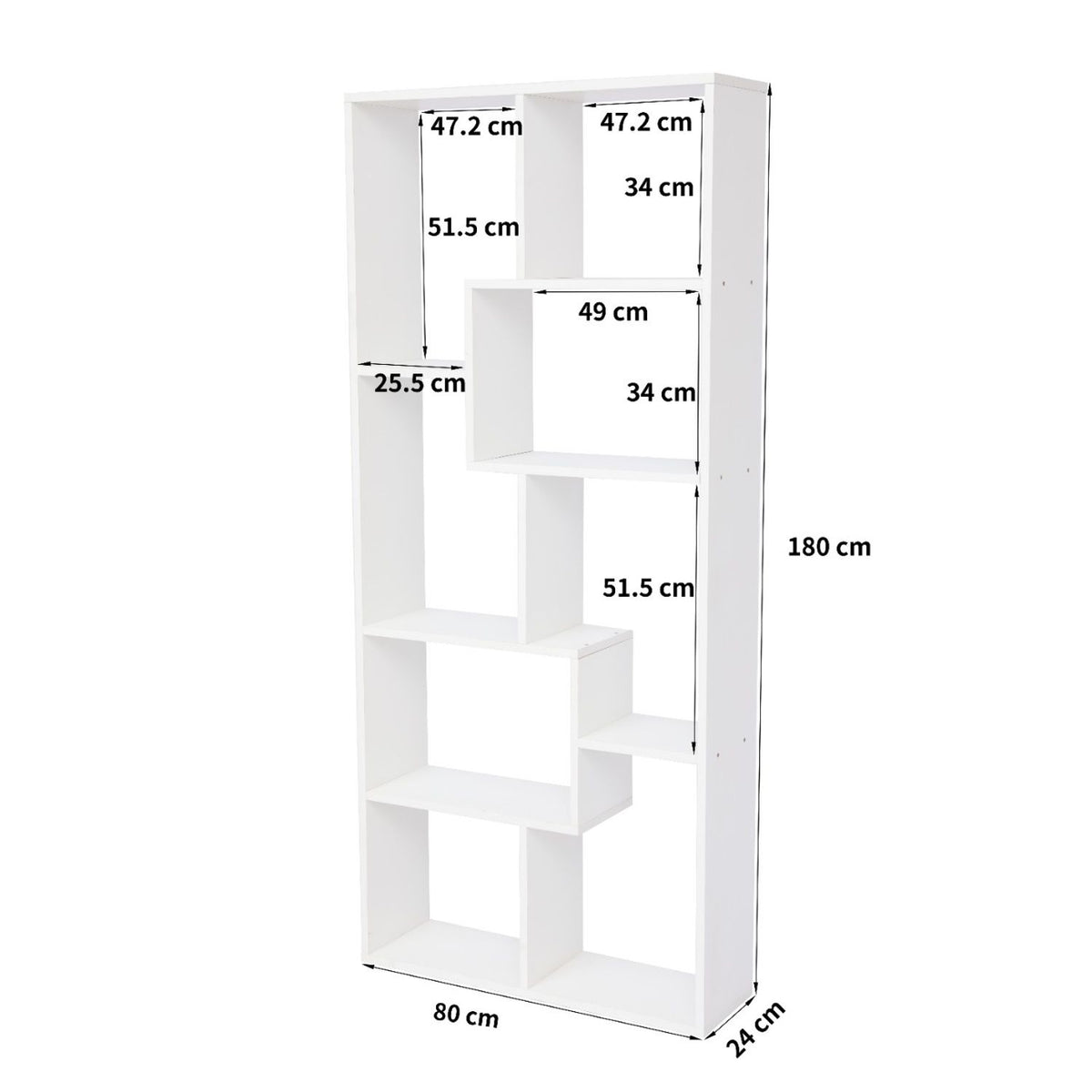 Asymmetrical Display Shelf & Bookcase, 5 Tier