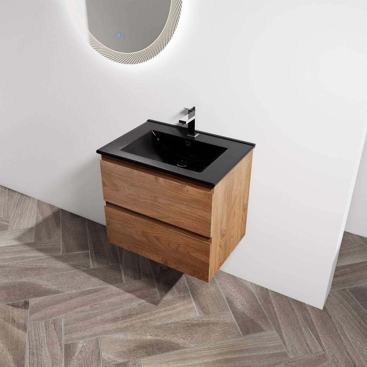 Wall Mounted Bathroom Vanity With Sink, 2 Soft Close Drawers