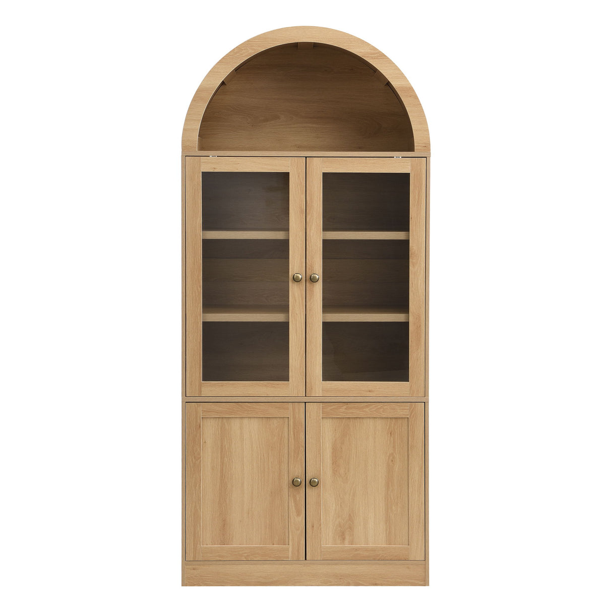 Tall Arched Top Storage Cabinet With 5 Tier Shelves, Soft Close Hinges