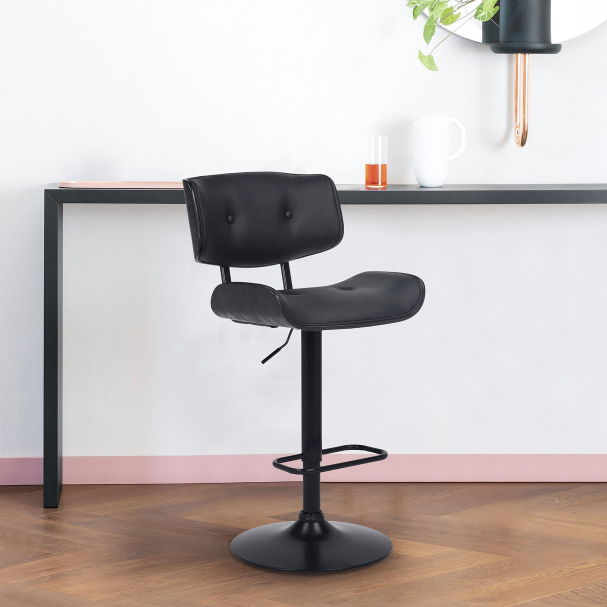 Brooklyn - Adjustable Swivel Bar Stool With Base - Black