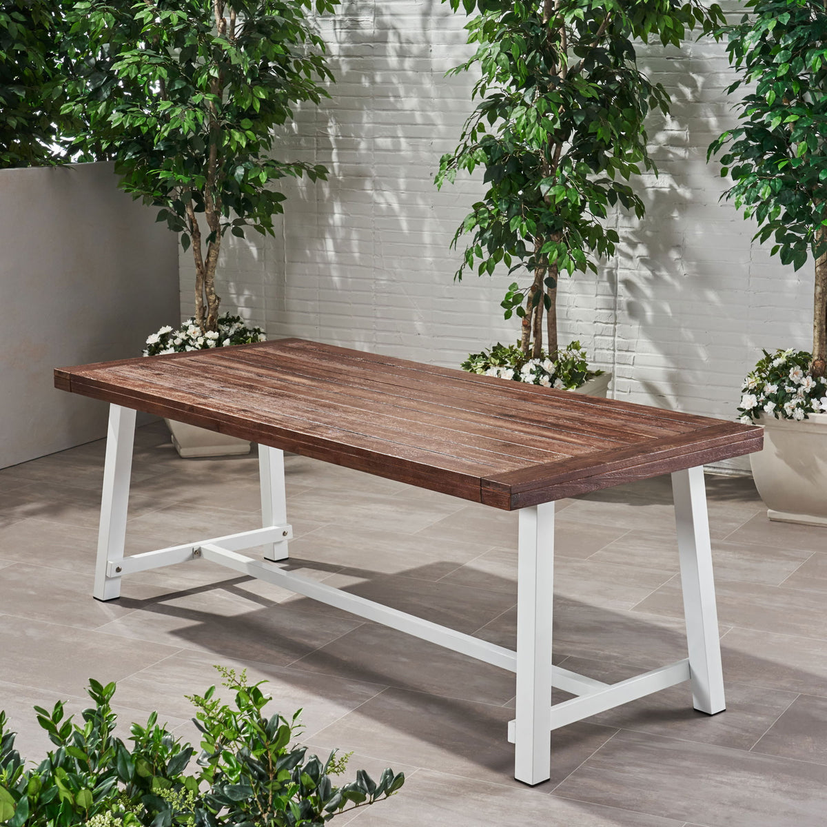 Equilibrium - Outdoor Dining Table With Wooden Frame And Slat Top
