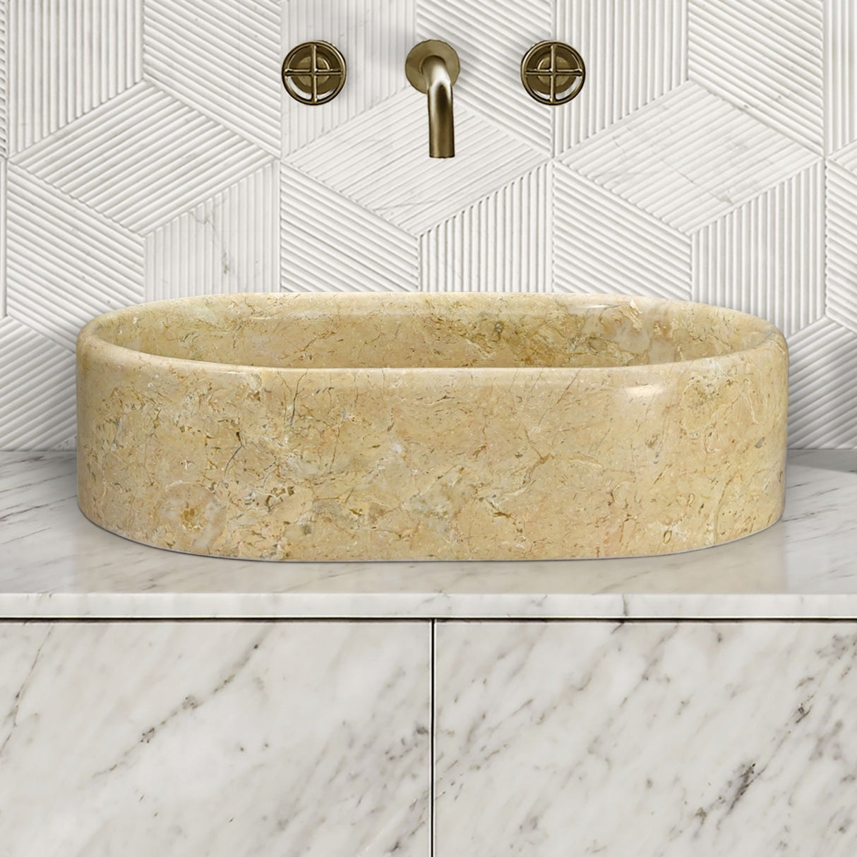 Bathroom Vessel Sink, Semi Polished Surface