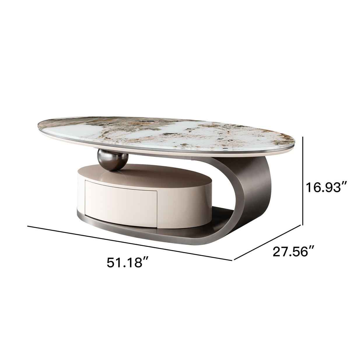 Oval Coffee Table With Drawer