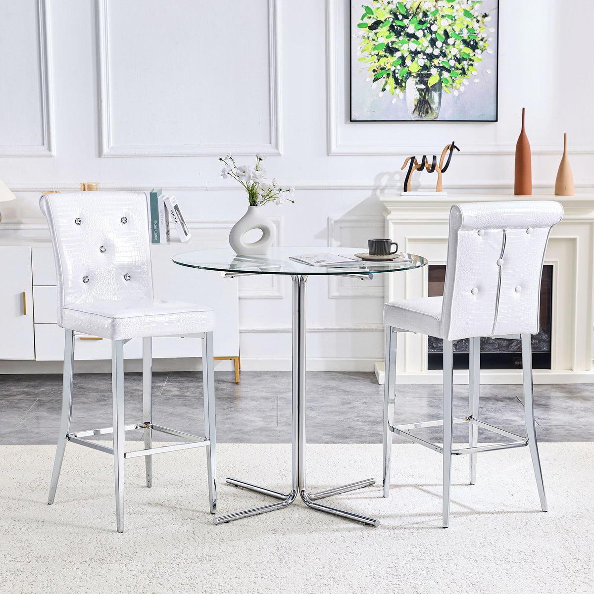 Bar Chairs & Crystal Clasp Design (Set of 2)