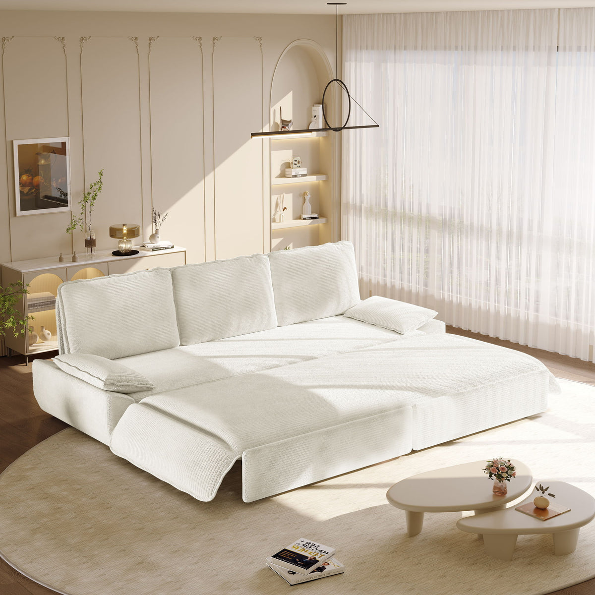 King Size Pull Out Sofa Bed, 3 In 1 Convertible Multifunctional