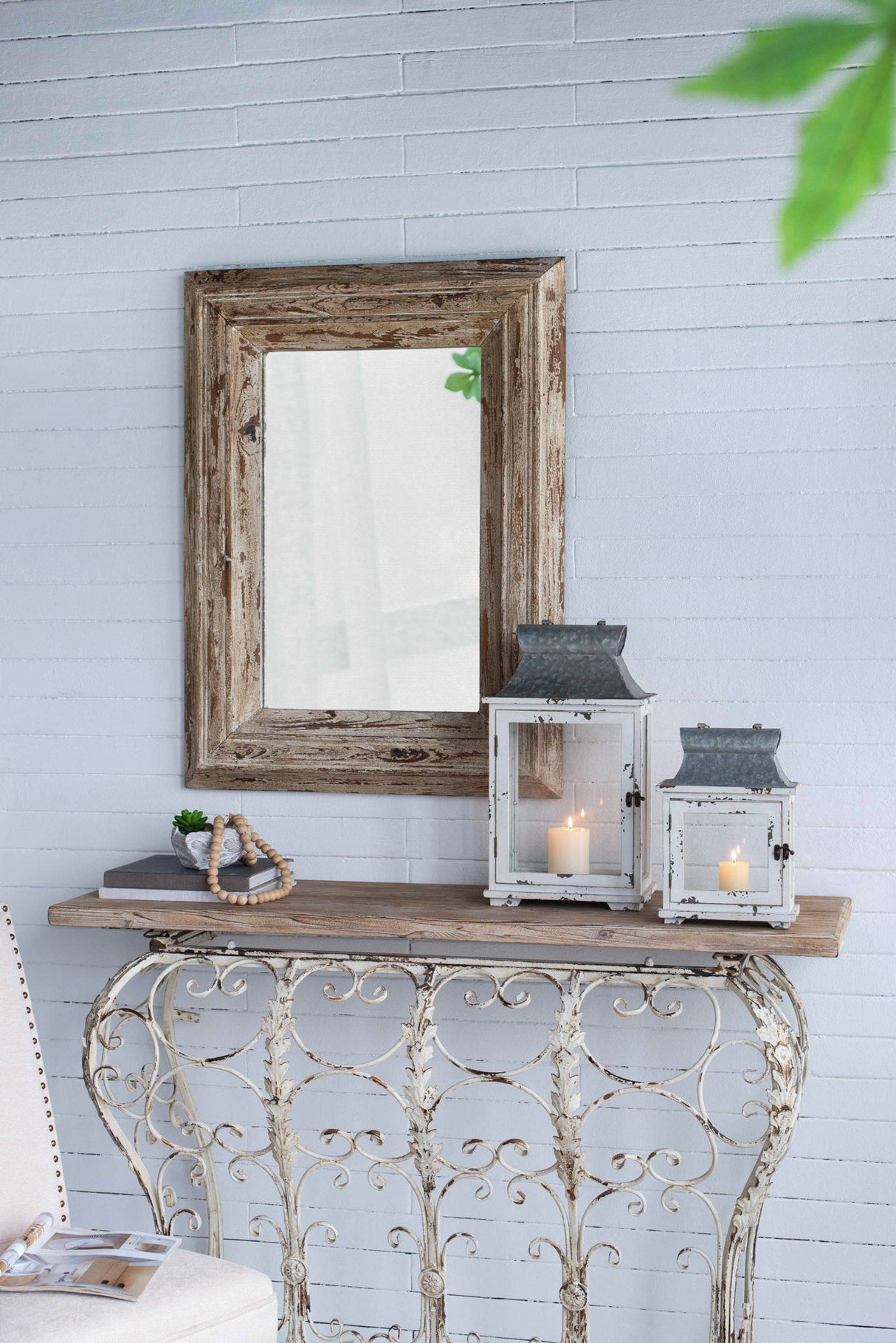 Wooden Candle Lantern Decorative, Hurricane Lantern Holder Decor For Indoor Outdoor, Home Garden Wedding - White - Lanterns - Alpine Outlets