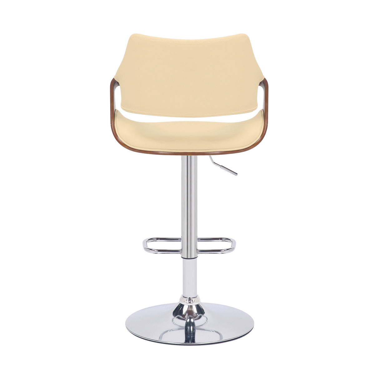 Aspen - Adjustable Swivel Bar Stool With Chrome Base - Cream / Walnut