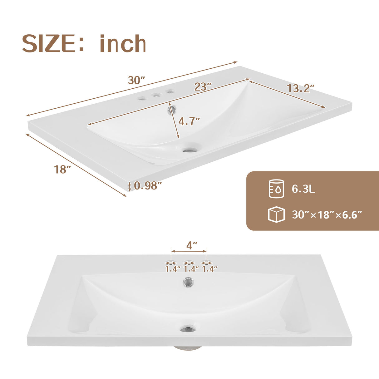Modern Bathroom Vanity With Sink Combo, 3 Drawers