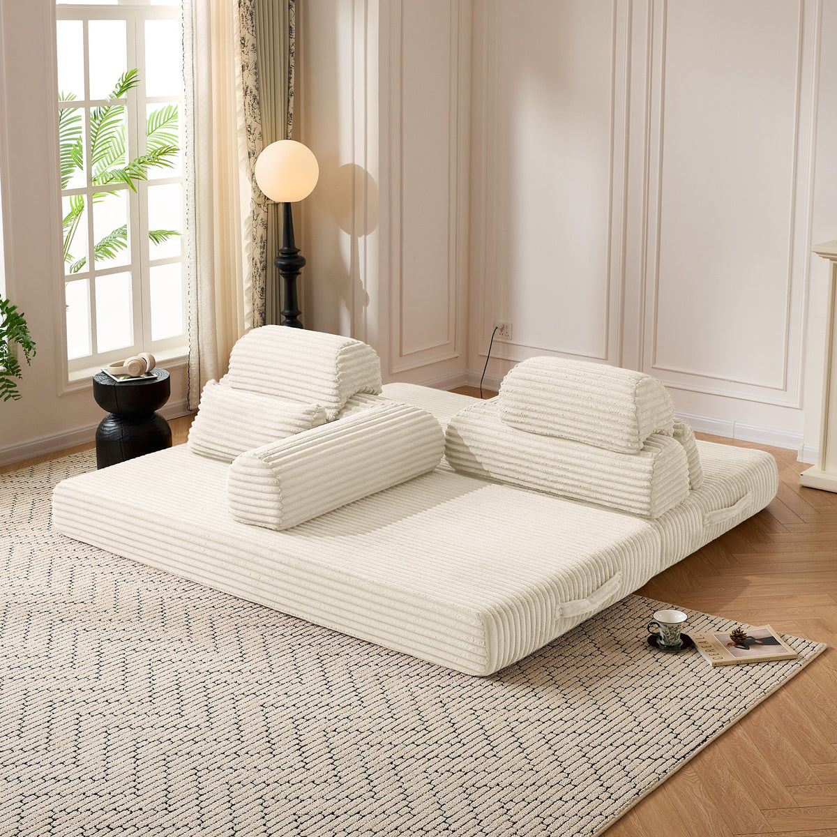 Convertible Sleeper Sofa With & Side Storage Pocket, Foldable Upholstered Couch For Living Room