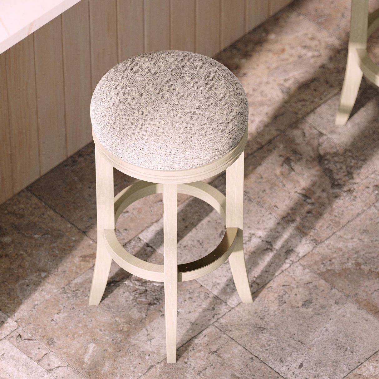 Backless Swivel Stool With Upholstered Seat
