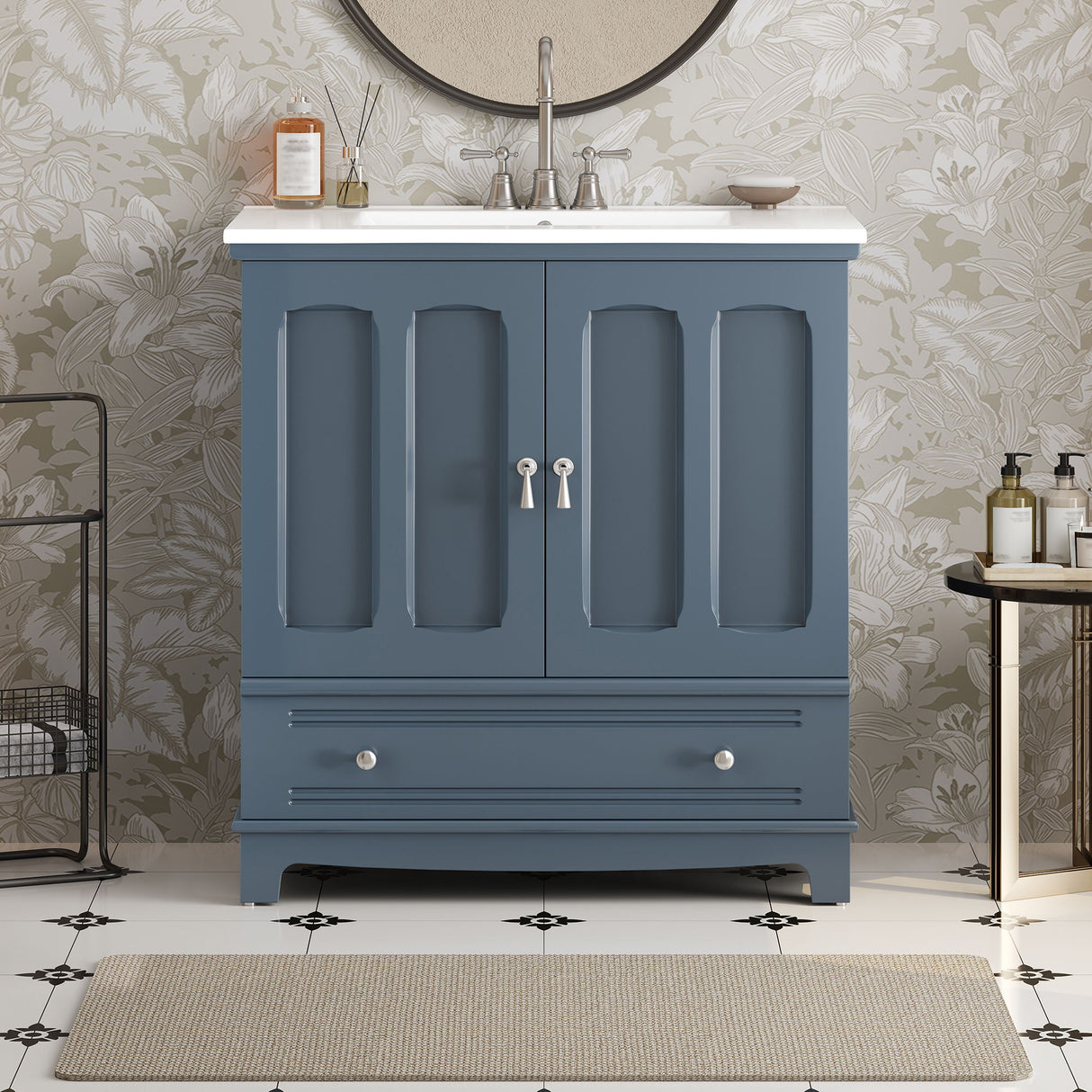 Bathroom Vanity With Sink, Cabinet With Adjustable Shelf And Drawer Divider
