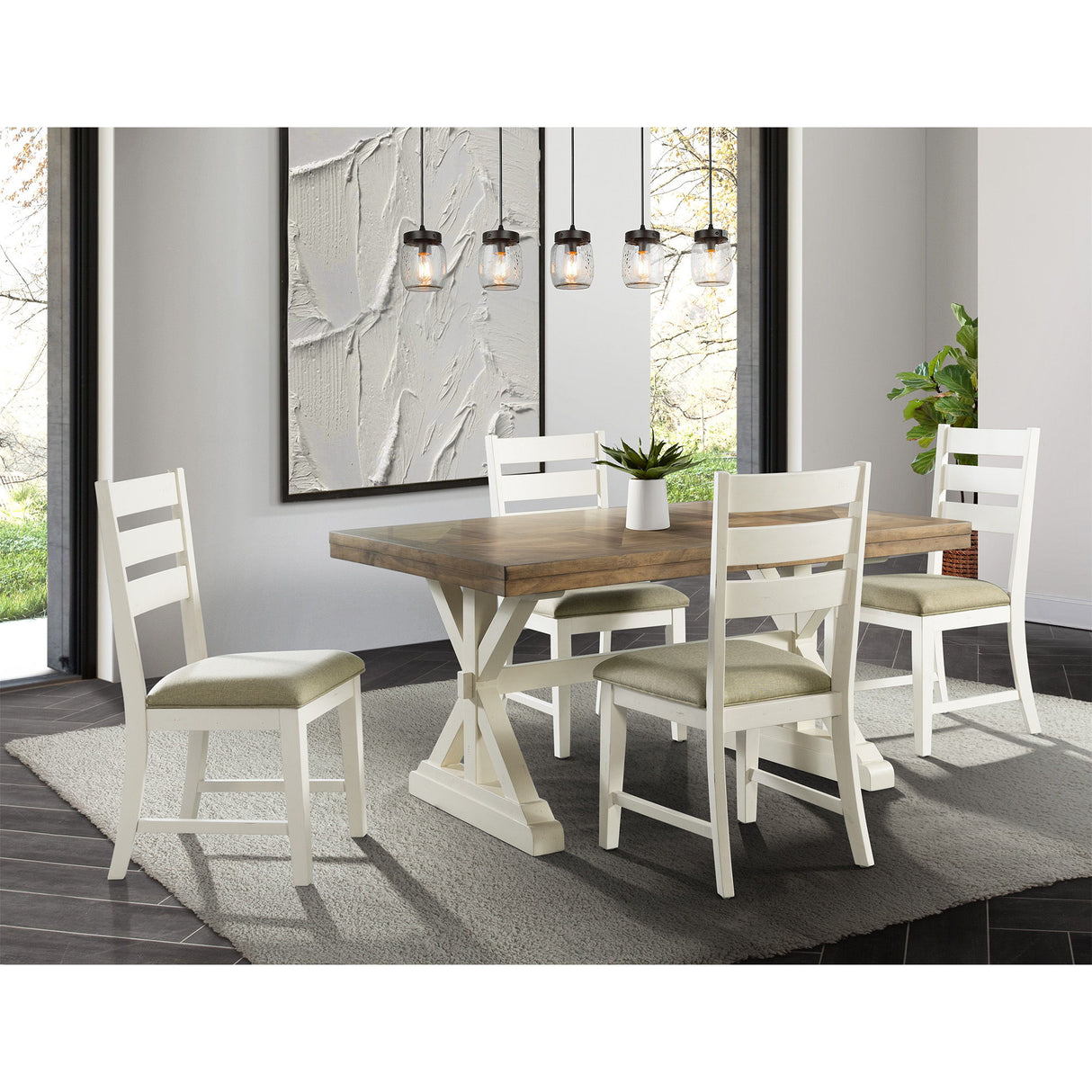 Park Creek - Ladder Back Side Chair (Set of 2) - Cottage White Finish