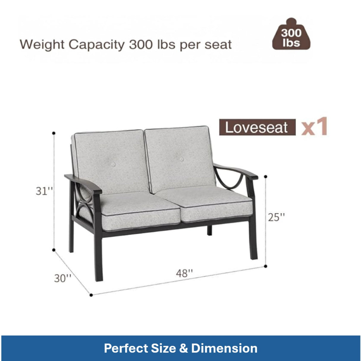 Patio Furniture Set, Coffee Table And Cushions For Backyard