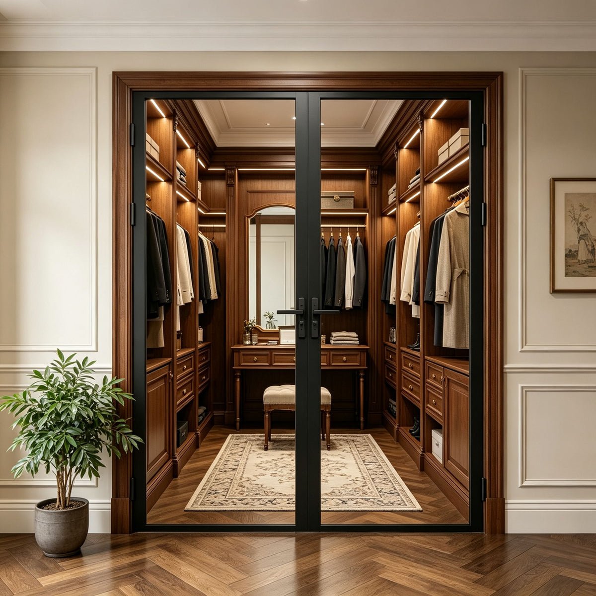 Door Slab Frame Door For Closet Pantry - Black