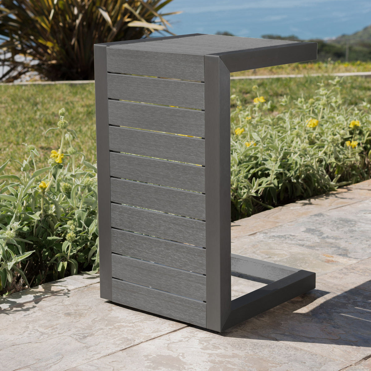 Aluminum Outdoor C - Shaped Side Table For Patio
