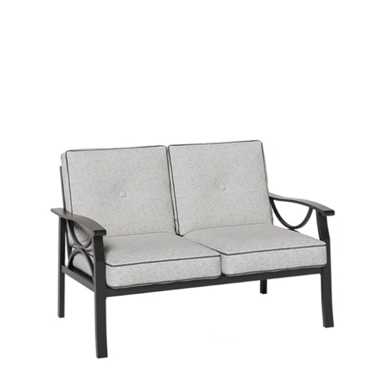 3 Piece Patio Furniture Set With Thick Cushions, Coffee Table For Backyard - Gray / Black