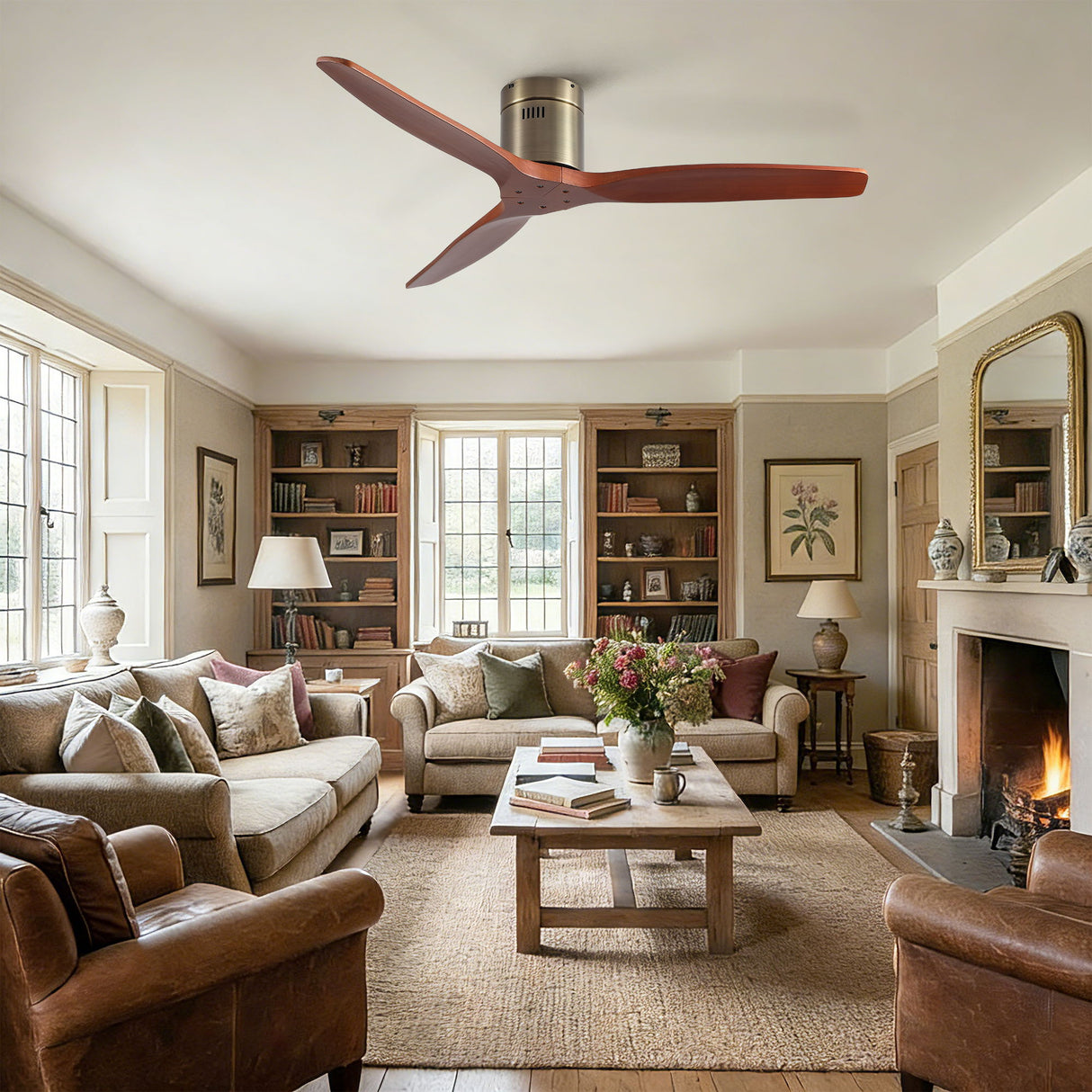 Low Profile Flush Mount Ceiling Fan Without Light