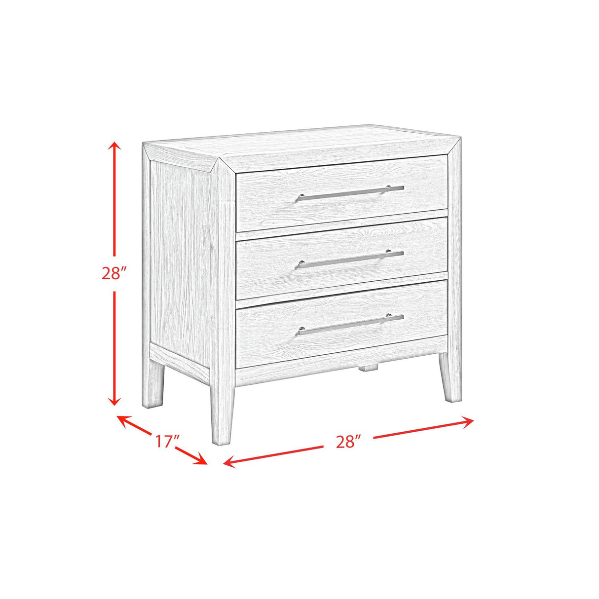 Versailles Contemporary - 3-Drawer Nightstand