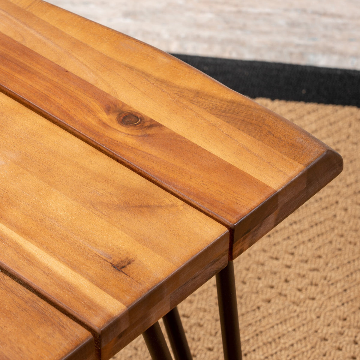 Zion - Outdoor Industrial Iron And Coffee Table - Teak