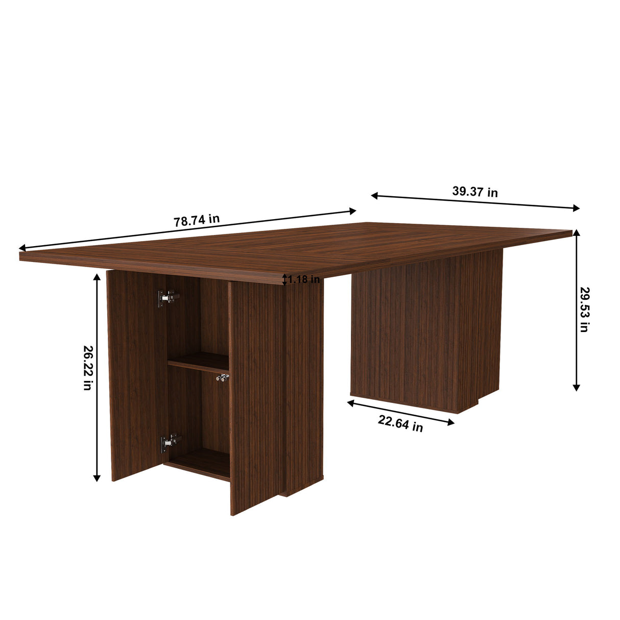 Rectangular Dining Table With Storage Base - Walnut