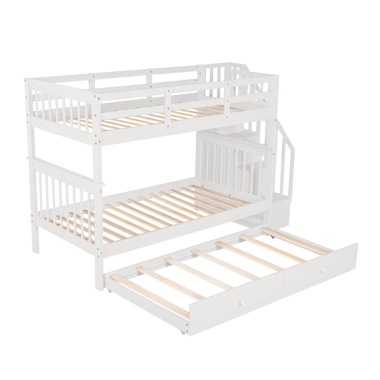 Stairway Bunk Bed & Storage And Guard Rail For Bedroom
