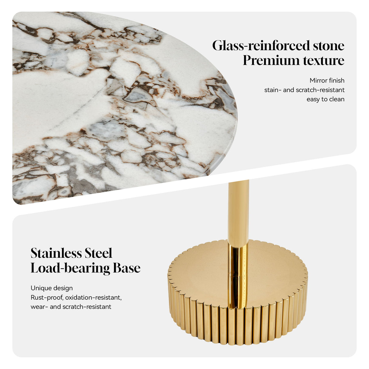 End Table For Living Rooms - Gold / White