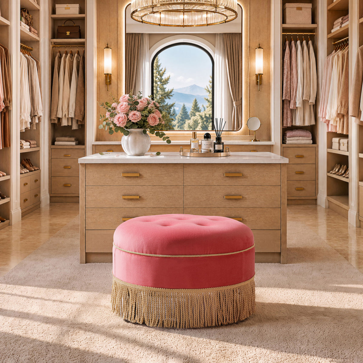 Yolanda - Round Upholstered Accent Ottoman