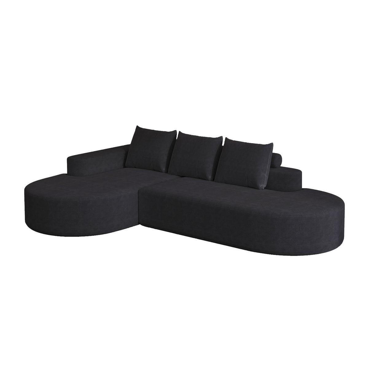 Modern Curved Sofa, L-Shaped Modular Sectional Set With 3 Pillows
