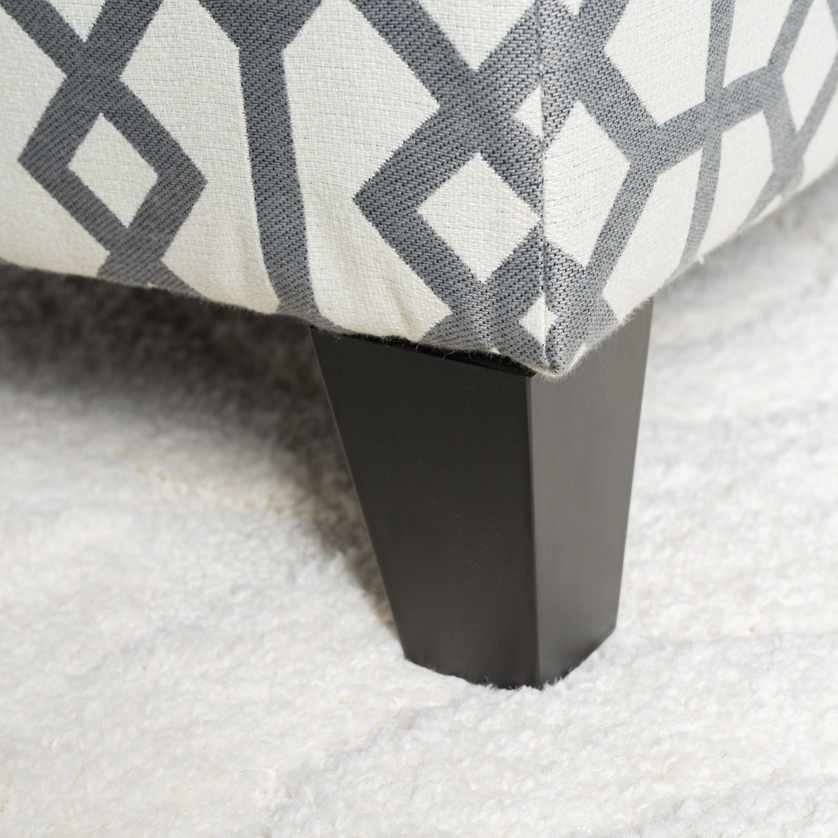 Quotient - Upholstered Storage Ottoman With Tapered Block Feet - Gray / White