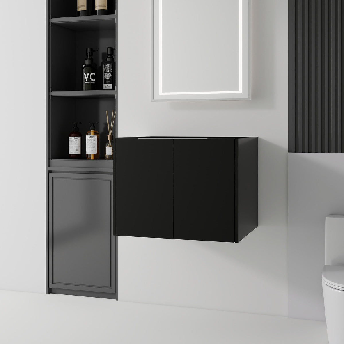 Floating Bathroom Vanity Cabinet With Soft Close Double Doors, Spacious Interior Storage, Wall Mounted, Cabinet Only