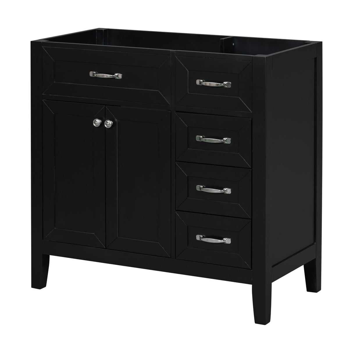Modern Bathroom Vanity Base Only, 2 Doors And 3 Drawers
