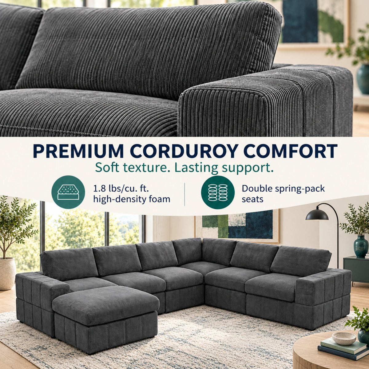 Modular Sectional Sofa, Reversible Set