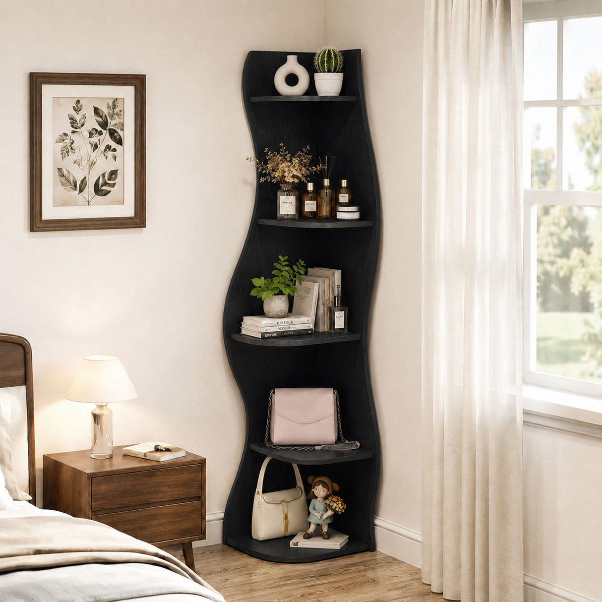 5 Tier S - Shaped Corner Shelf For Living Room
