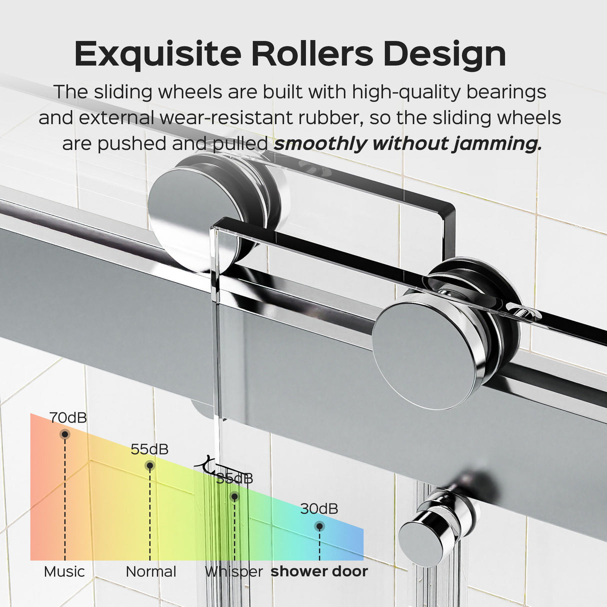 Frameless Double Sliding Shower Door - Chrome