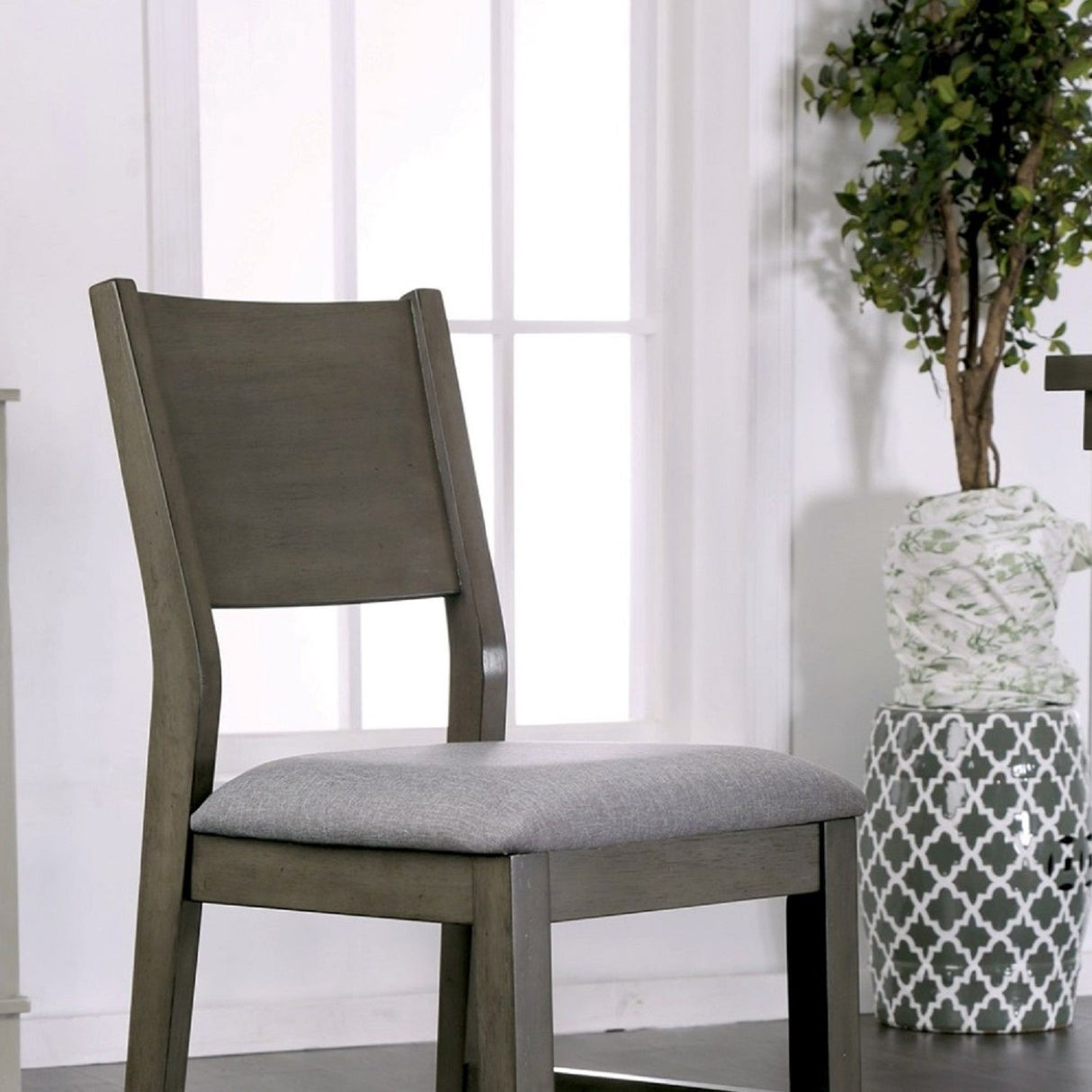 Padded Fabric Seat Panel Back Counter Height Dining Chairs (Set of 2) - Gray / Light Gray